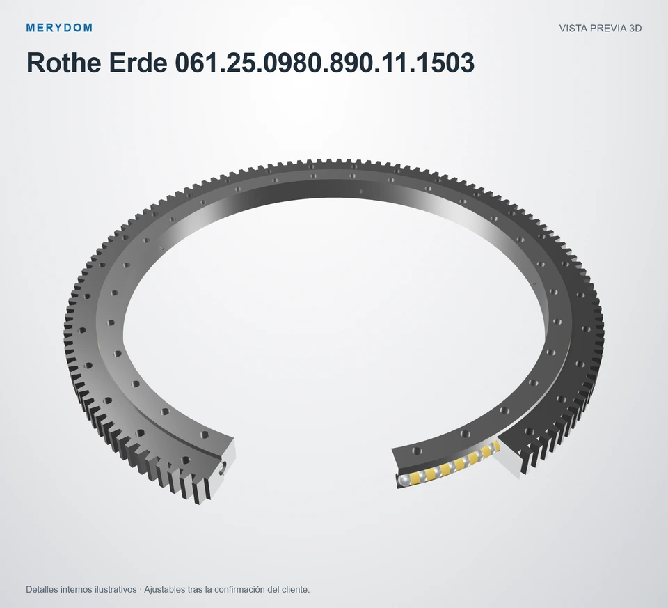Vista previa del modelo 3D de la corona de giro de sustitución MERYDOM para Rothe Erde 061.25.0980.890.11.1503.