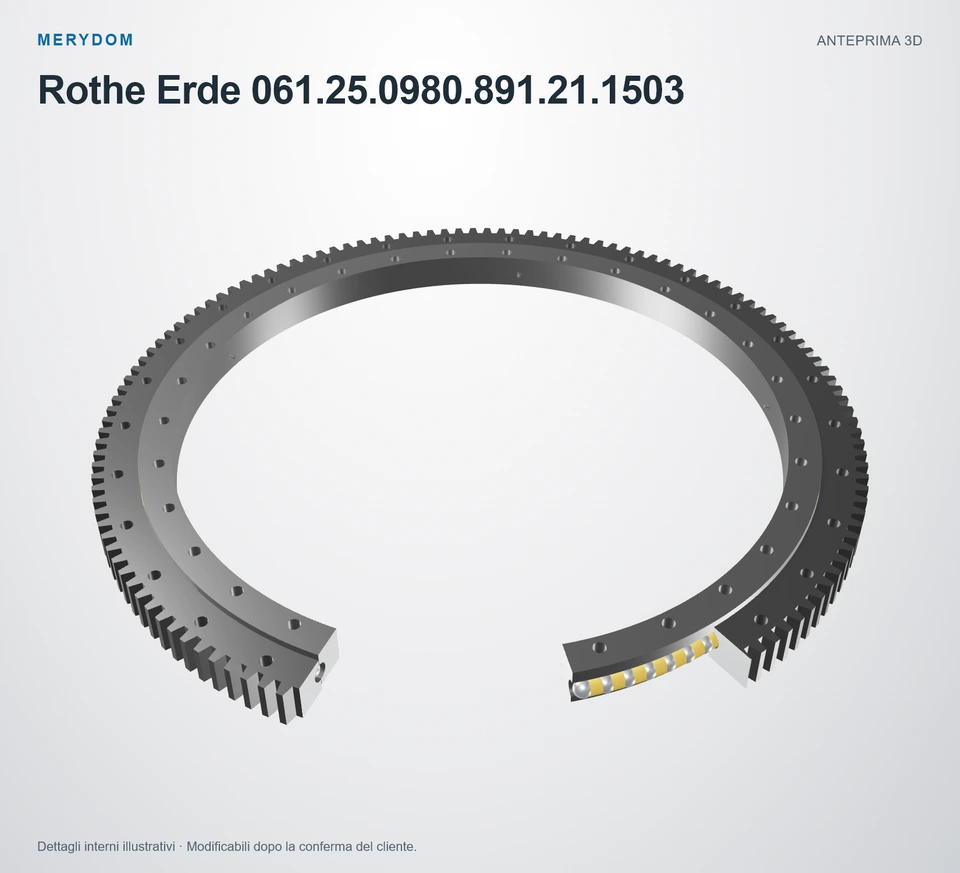 Anteprima del modello 3D del cuscinetto di rotazione sostitutivo MERYDOM per Rothe Erde 061.25.0980.891.21.1503.