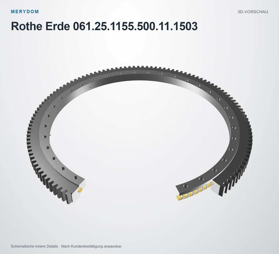 Vorschau des 3D-Modells des MERYDOM-Ersatzdrehkranzes für Rothe Erde 061.25.1155.500.11.1503.