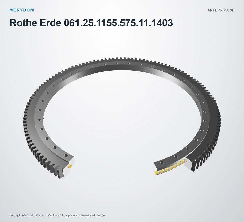 Anteprima del modello 3D del cuscinetto di rotazione sostitutivo MERYDOM per Rothe Erde 061.25.1155.575.11.1403.