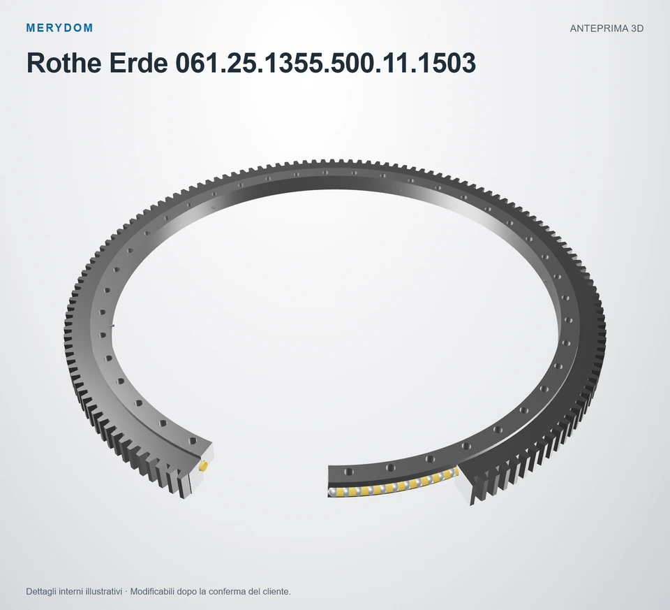 Anteprima del modello 3D del cuscinetto di rotazione sostitutivo MERYDOM per Rothe Erde 061.25.1355.500.11.1503.