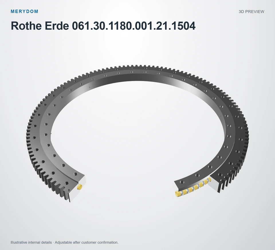 3D model preview of the MERYDOM replacement slewing bearing for Rothe Erde 061.30.1180.001.21.1504.