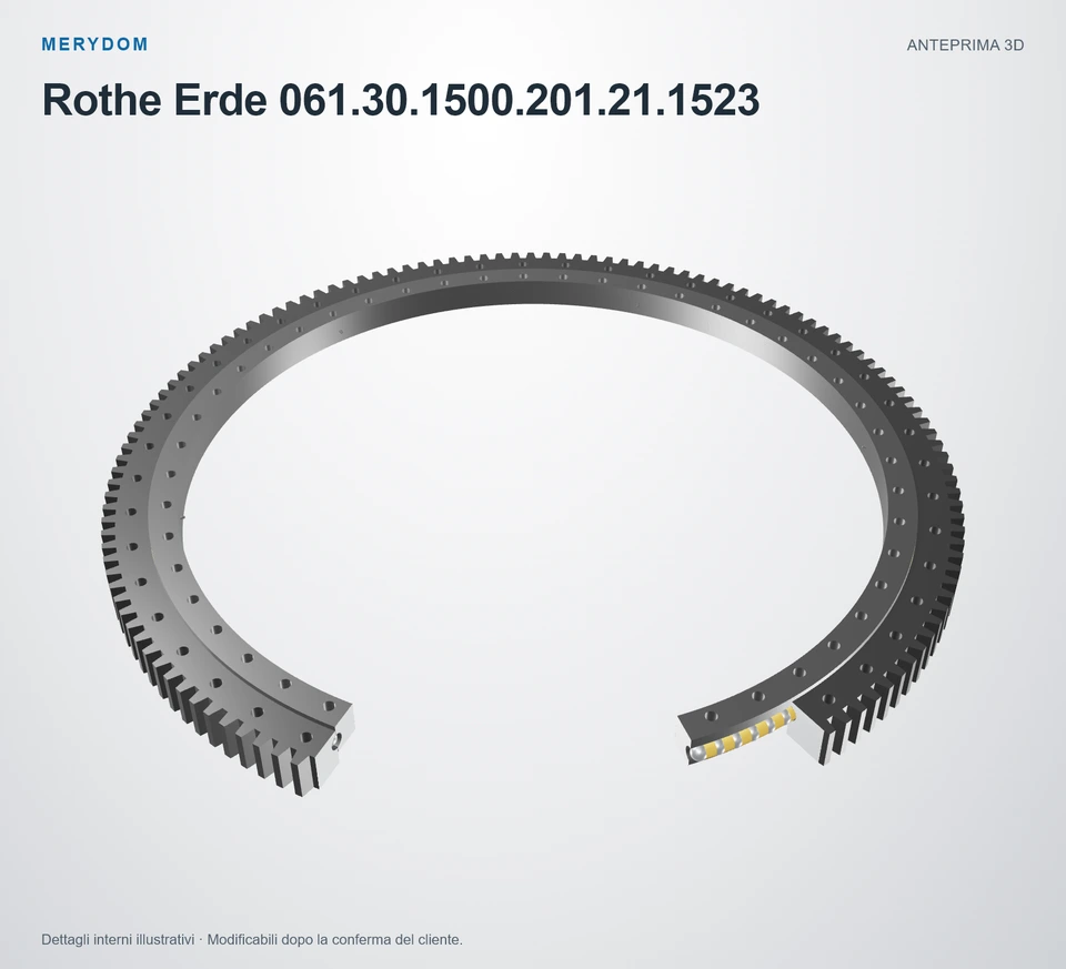 Anteprima del modello 3D del cuscinetto di rotazione sostitutivo MERYDOM per Rothe Erde 061.30.1500.201.21.1523.