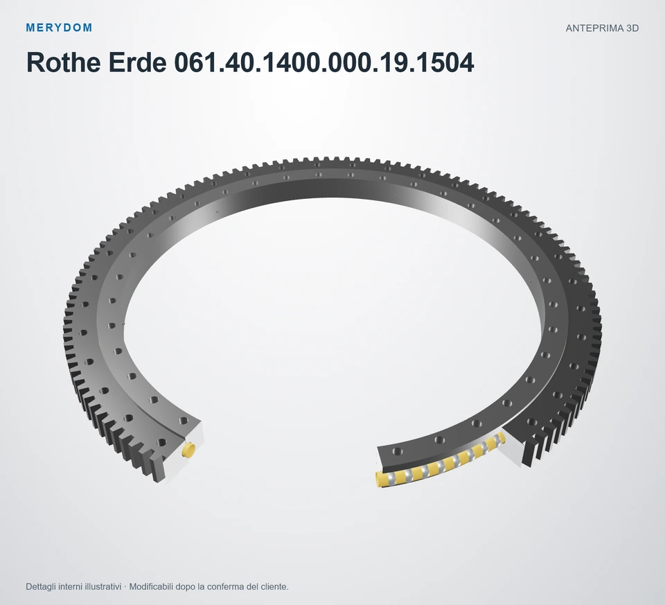 Anteprima del modello 3D del cuscinetto di rotazione sostitutivo MERYDOM per Rothe Erde 061.40.1400.000.19.1504.