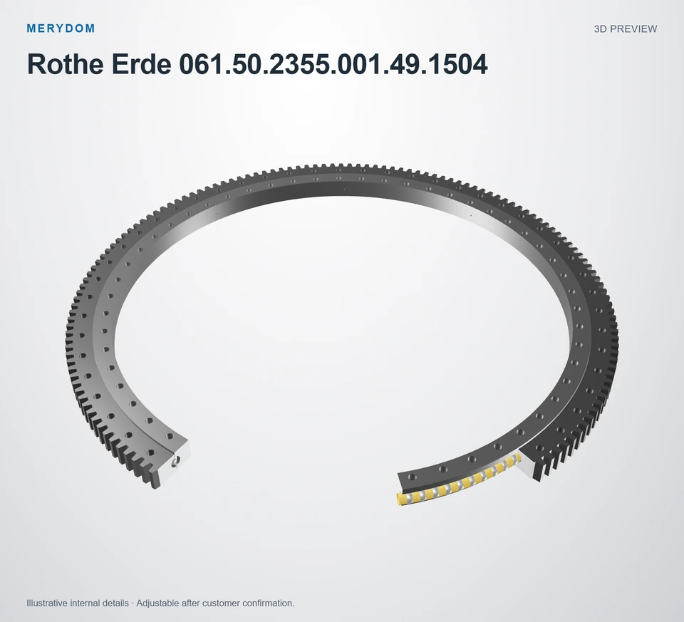 3D model preview of the MERYDOM replacement slewing bearing for Rothe Erde 061.50.2355.001.49.1504.