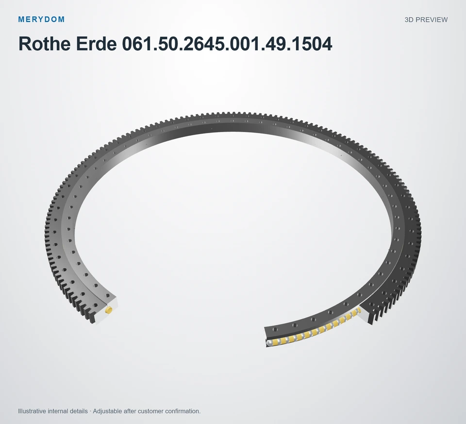 3D model preview of the MERYDOM replacement slewing bearing for Rothe Erde 061.50.2645.001.49.1504.