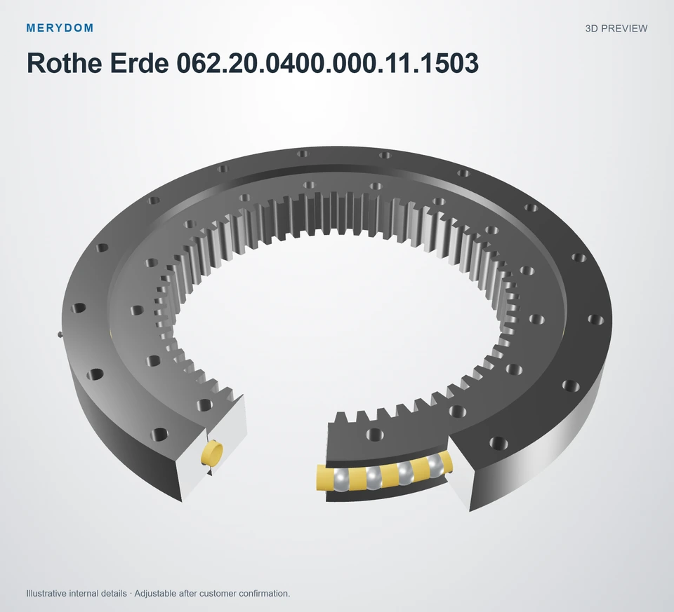3D model preview of the MERYDOM replacement slewing bearing for Rothe Erde 062.20.0400.000.11.1503.