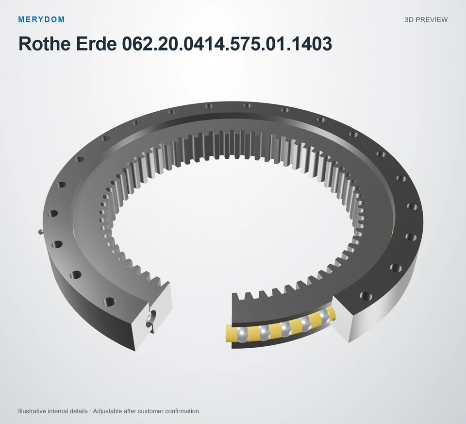 3D model preview of the MERYDOM replacement slewing bearing for Rothe Erde 062.20.0414.575.01.1403.