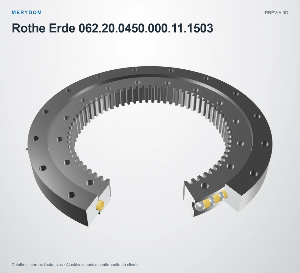 Prévia do modelo 3D do rolamento de giro de substituição MERYDOM para Rothe Erde 062.20.0450.000.11.1503.