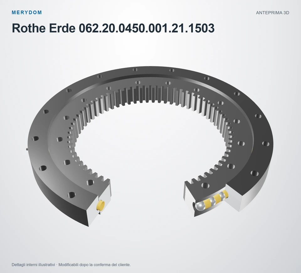 Anteprima del modello 3D del cuscinetto di rotazione sostitutivo MERYDOM per Rothe Erde 062.20.0450.001.21.1503.