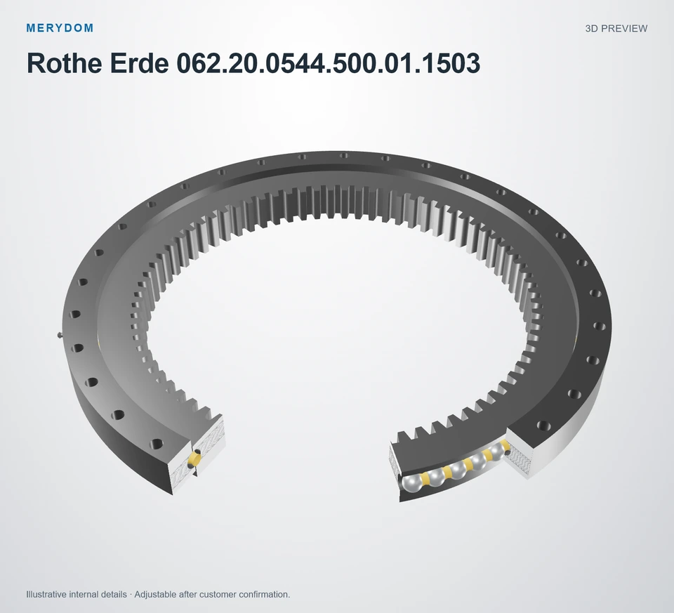 3D model preview of the MERYDOM replacement slewing bearing for Rothe Erde 062.20.0544.500.01.1503.