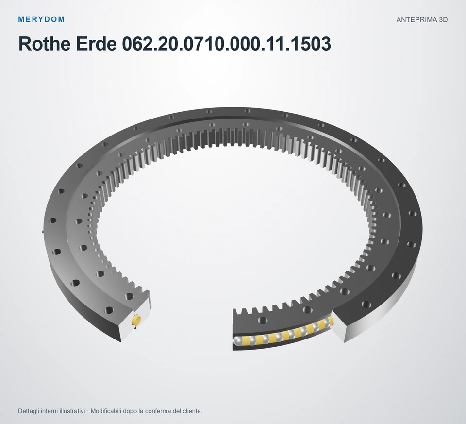 Anteprima del modello 3D del cuscinetto di rotazione sostitutivo MERYDOM per Rothe Erde 062.20.0710.000.11.1503.