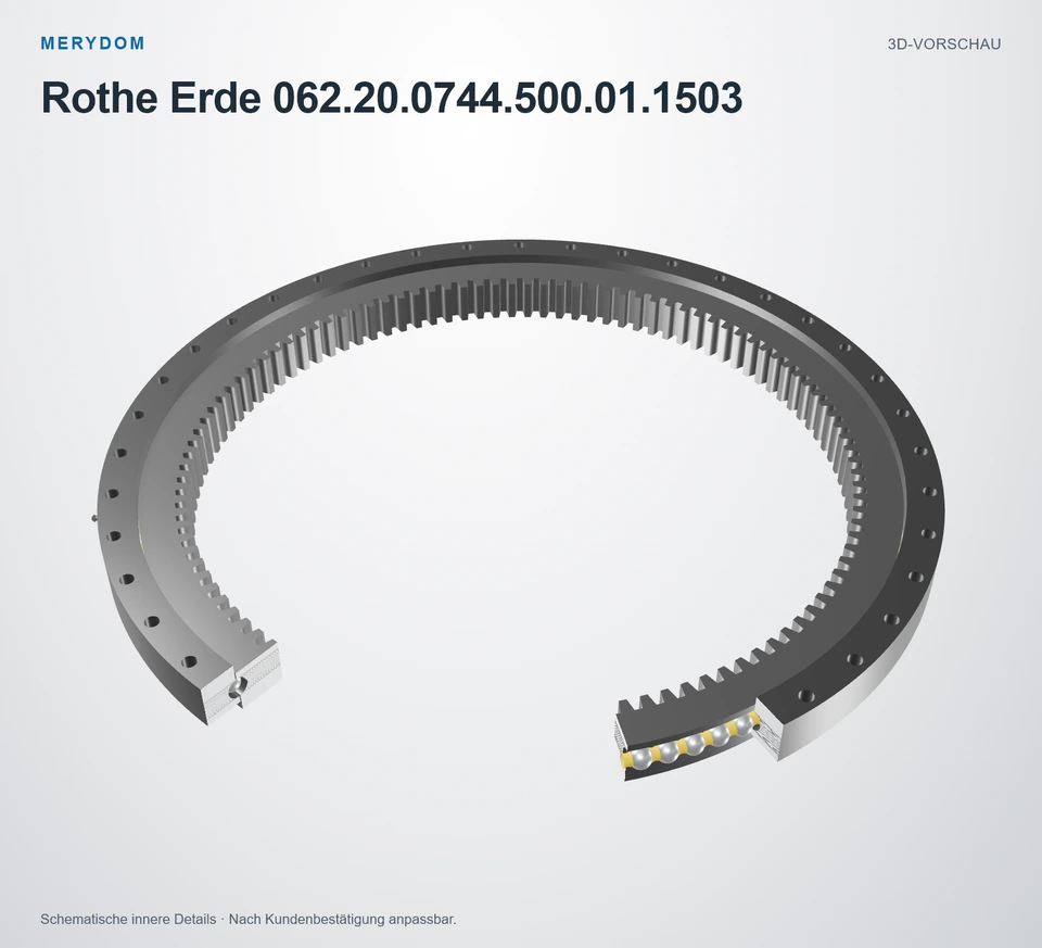 Vorschau des 3D-Modells des MERYDOM-Ersatzdrehkranzes für Rothe Erde 062.20.0744.500.01.1503.