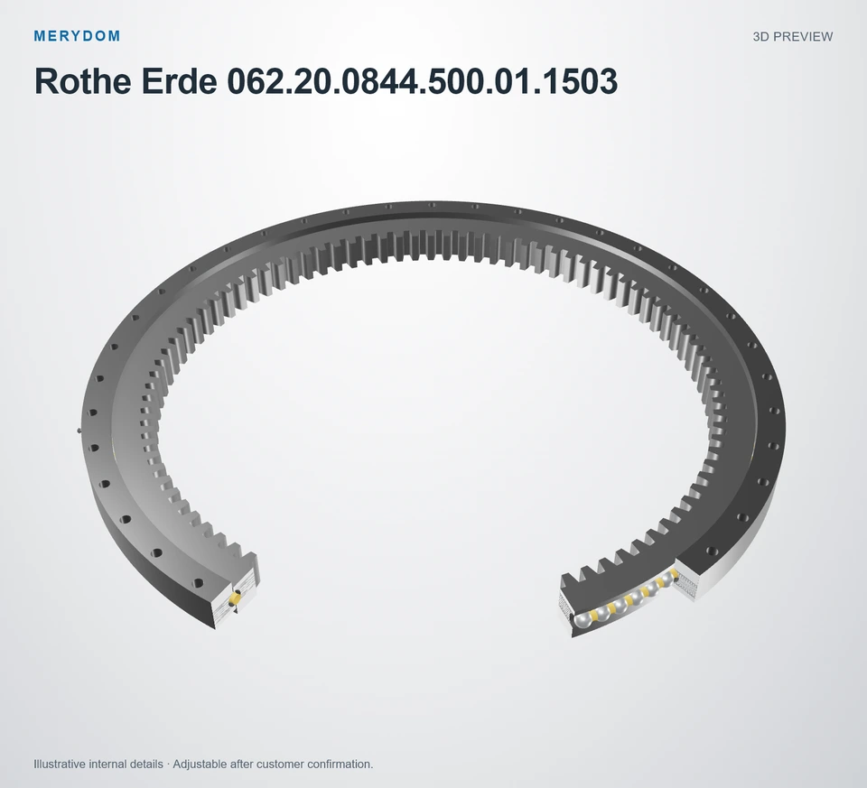 3D model preview of the MERYDOM replacement slewing bearing for Rothe Erde 062.20.0844.500.01.1503.