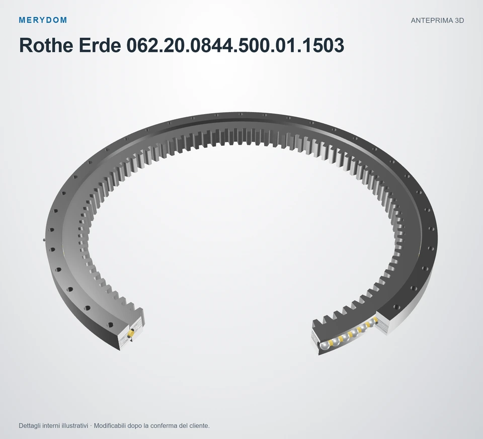 Anteprima del modello 3D del cuscinetto di rotazione sostitutivo MERYDOM per Rothe Erde 062.20.0844.500.01.1503.