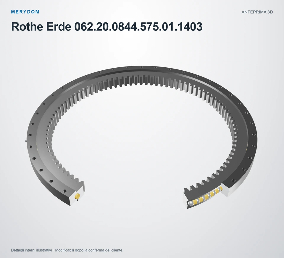 Anteprima del modello 3D del cuscinetto di rotazione sostitutivo MERYDOM per Rothe Erde 062.20.0844.575.01.1403.