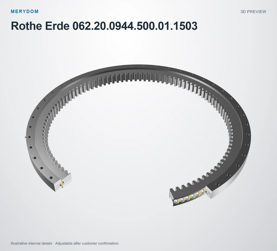 3D model preview of the MERYDOM replacement slewing bearing for Rothe Erde 062.20.0944.500.01.1503.