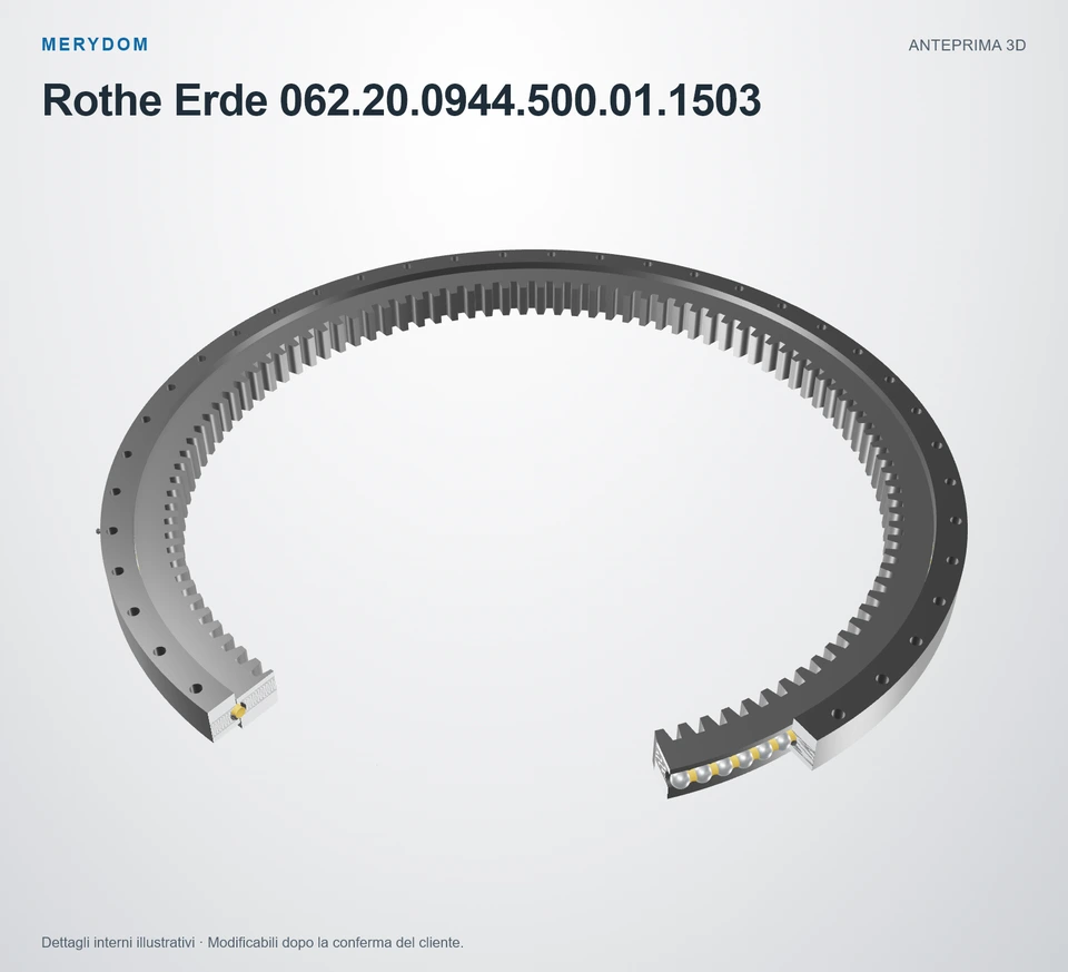 Anteprima del modello 3D del cuscinetto di rotazione sostitutivo MERYDOM per Rothe Erde 062.20.0944.500.01.1503.