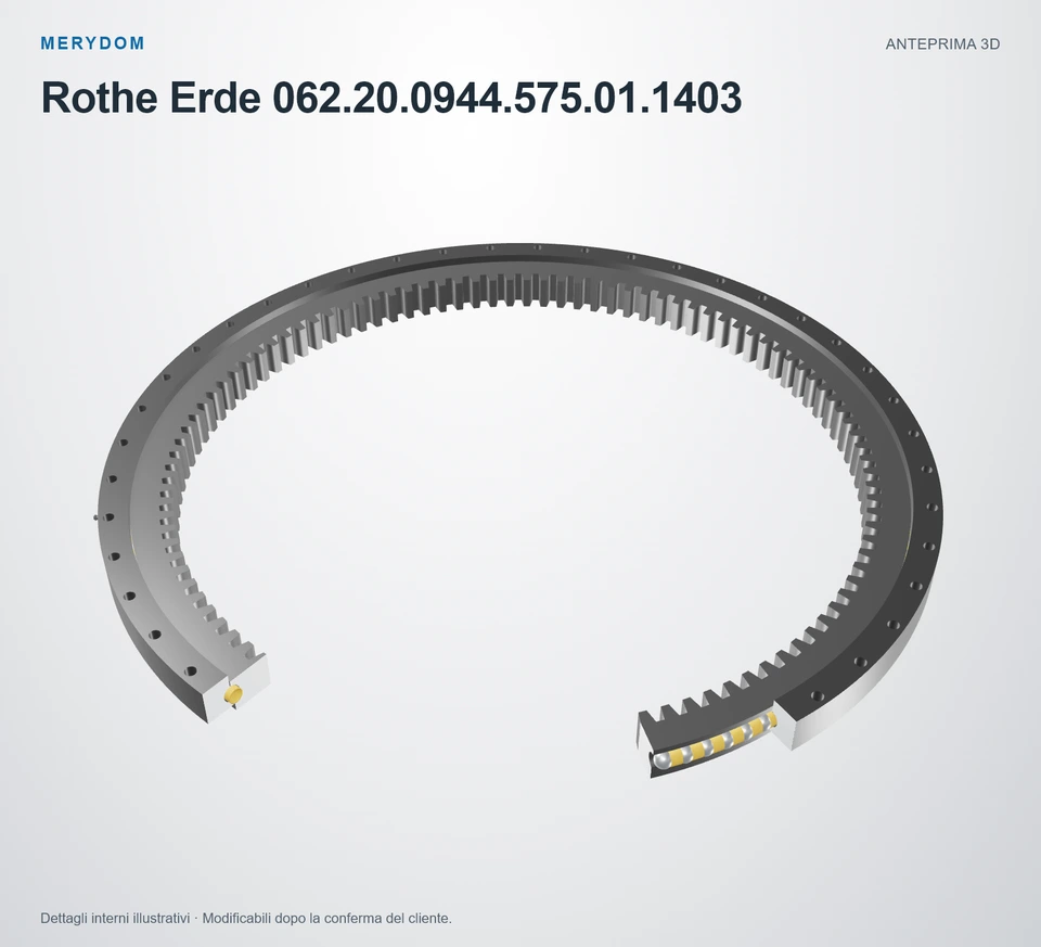 Anteprima del modello 3D del cuscinetto di rotazione sostitutivo MERYDOM per Rothe Erde 062.20.0944.575.01.1403.