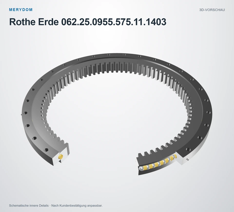 Vorschau des 3D-Modells des MERYDOM-Ersatzdrehkranzes für Rothe Erde 062.25.0955.575.11.1403.
