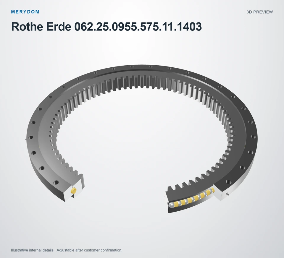 3D model preview of the MERYDOM replacement slewing bearing for Rothe Erde 062.25.0955.575.11.1403.