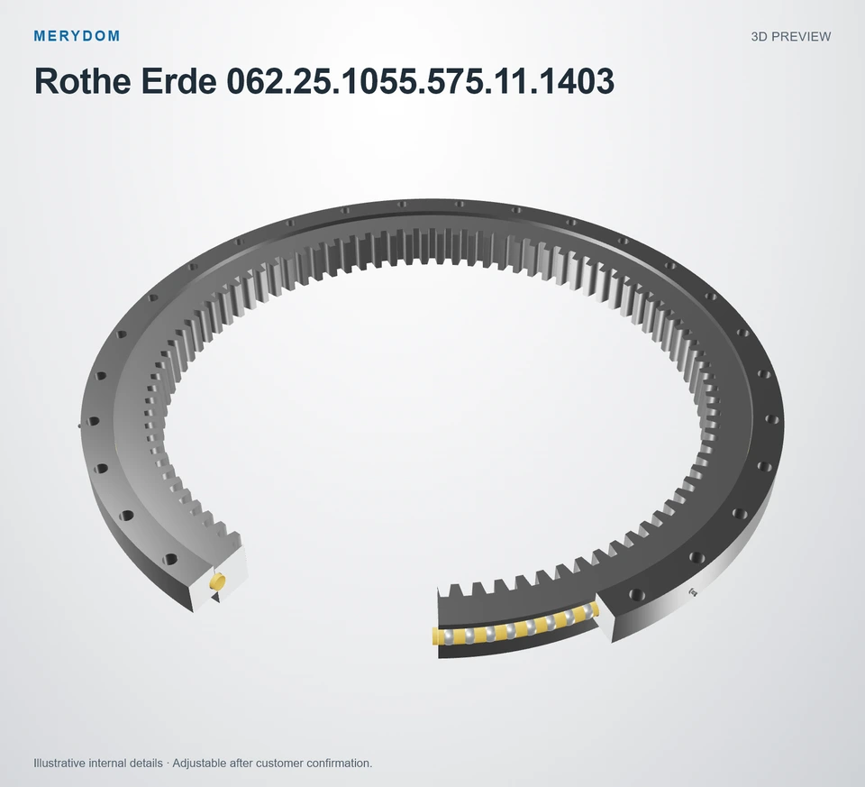 3D model preview of the MERYDOM replacement slewing bearing for Rothe Erde 062.25.1055.575.11.1403.