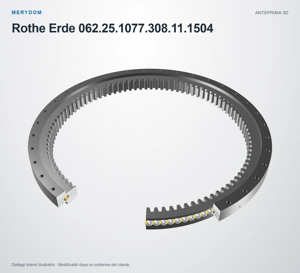 Anteprima del modello 3D del cuscinetto di rotazione sostitutivo MERYDOM per Rothe Erde 062.25.1077.308.11.1504.