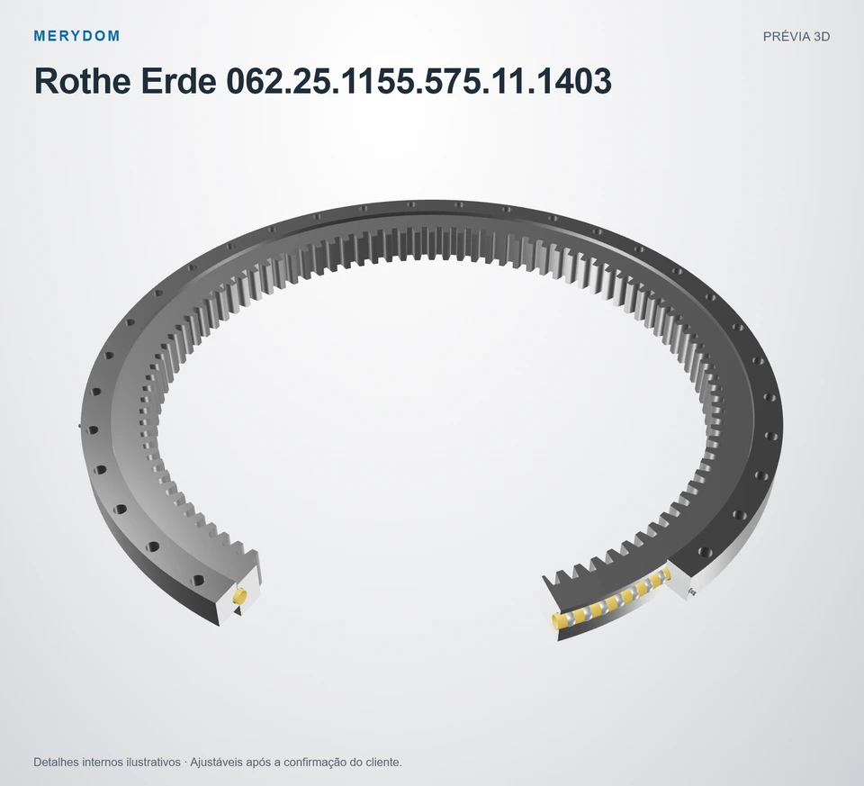 Prévia do modelo 3D do rolamento de giro de substituição MERYDOM para Rothe Erde 062.25.1155.575.11.1403.