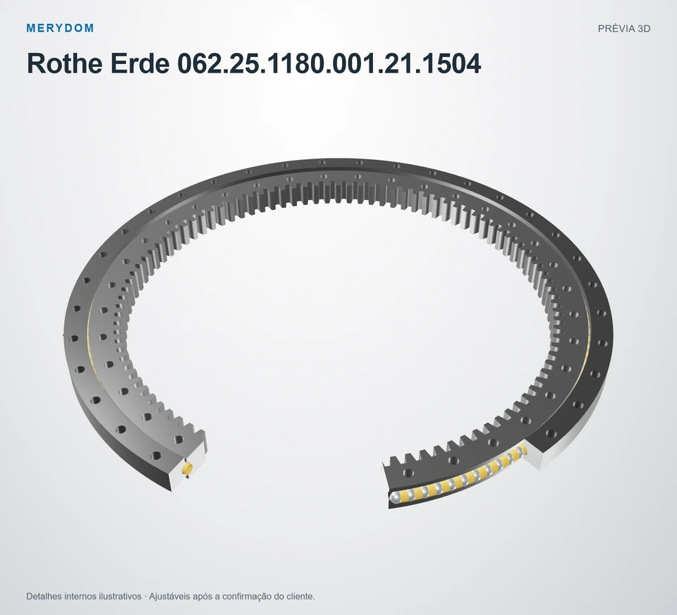 Prévia do modelo 3D do rolamento de giro de substituição MERYDOM para Rothe Erde 062.25.1180.001.21.1504.