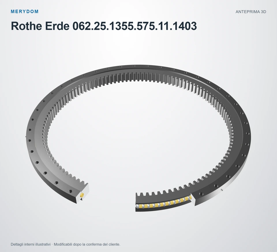 Anteprima del modello 3D del cuscinetto di rotazione sostitutivo MERYDOM per Rothe Erde 062.25.1355.575.11.1403.