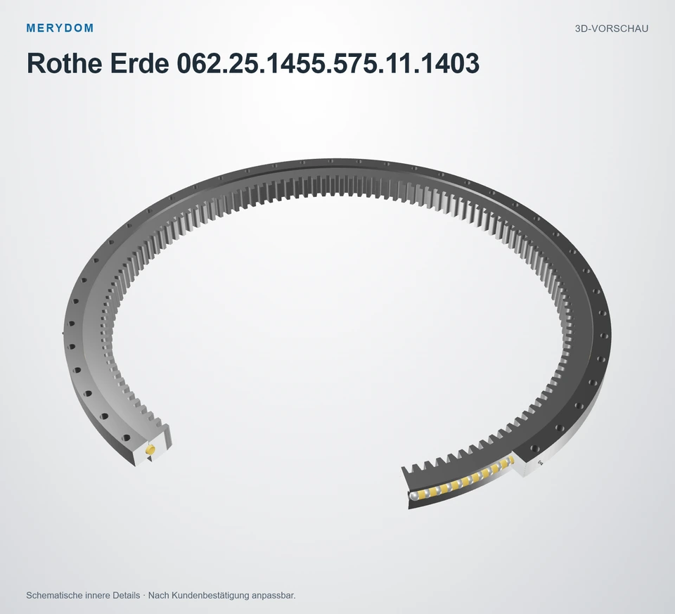 Vorschau des 3D-Modells des MERYDOM-Ersatzdrehkranzes für Rothe Erde 062.25.1455.575.11.1403.
