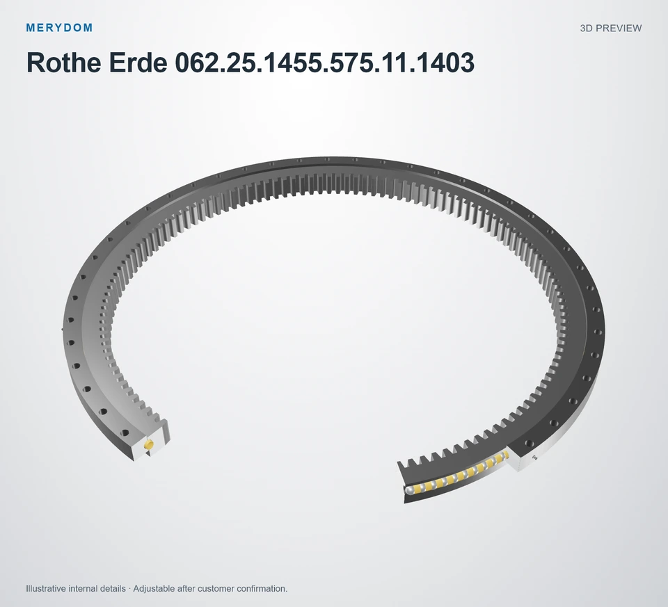 3D model preview of the MERYDOM replacement slewing bearing for Rothe Erde 062.25.1455.575.11.1403.