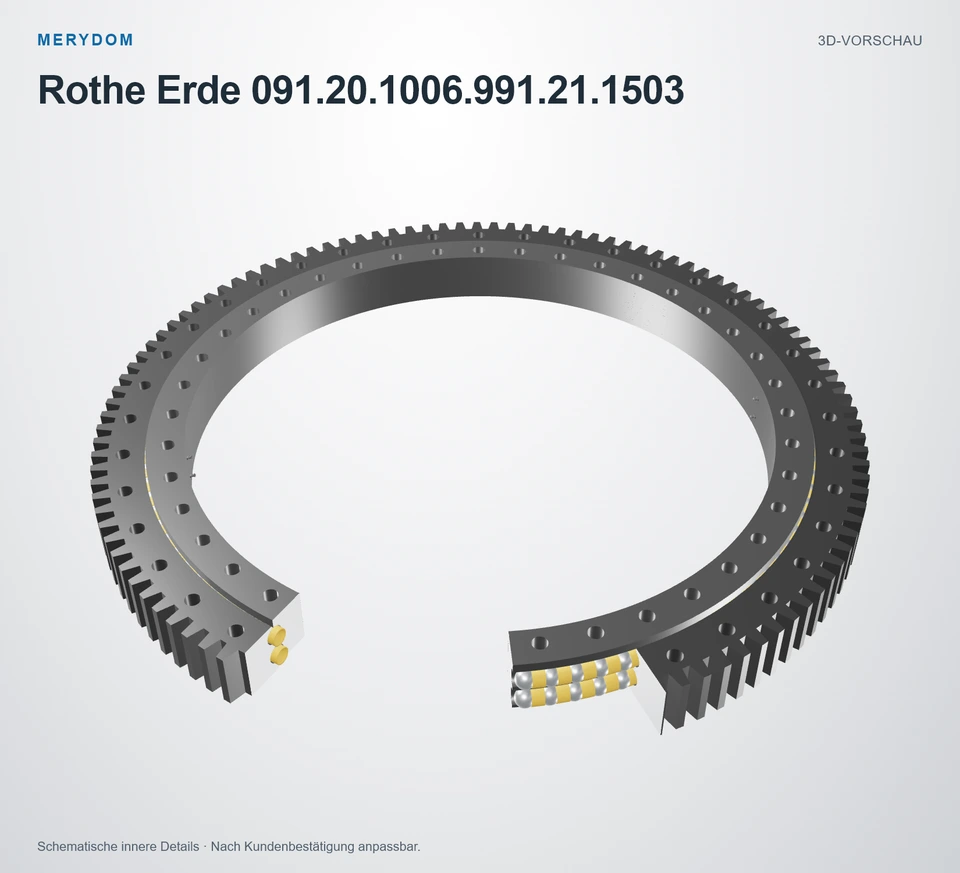 Vorschau des 3D-Modells des MERYDOM-Ersatzdrehkranzes für Rothe Erde 091.20.1006.991.21.1503.