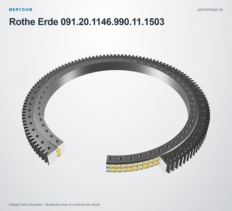 Anteprima del modello 3D del cuscinetto di rotazione sostitutivo MERYDOM per Rothe Erde 091.20.1146.990.11.1503.