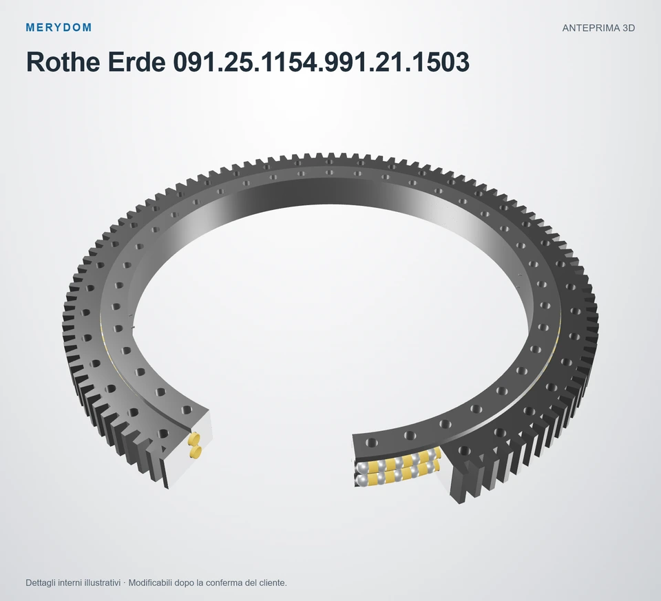 Anteprima del modello 3D del cuscinetto di rotazione sostitutivo MERYDOM per Rothe Erde 091.25.1154.991.21.1503.