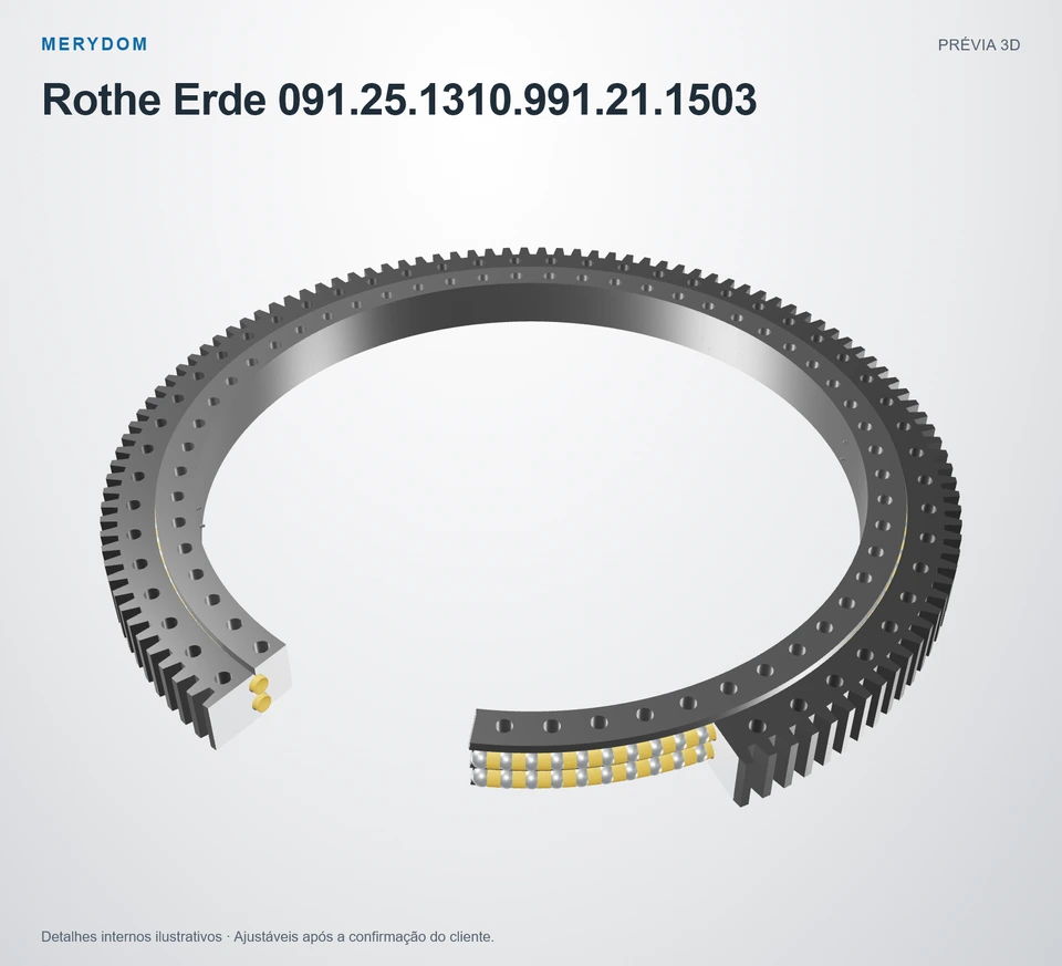 Prévia do modelo 3D do rolamento de giro de substituição MERYDOM para Rothe Erde 091.25.1310.991.21.1503.