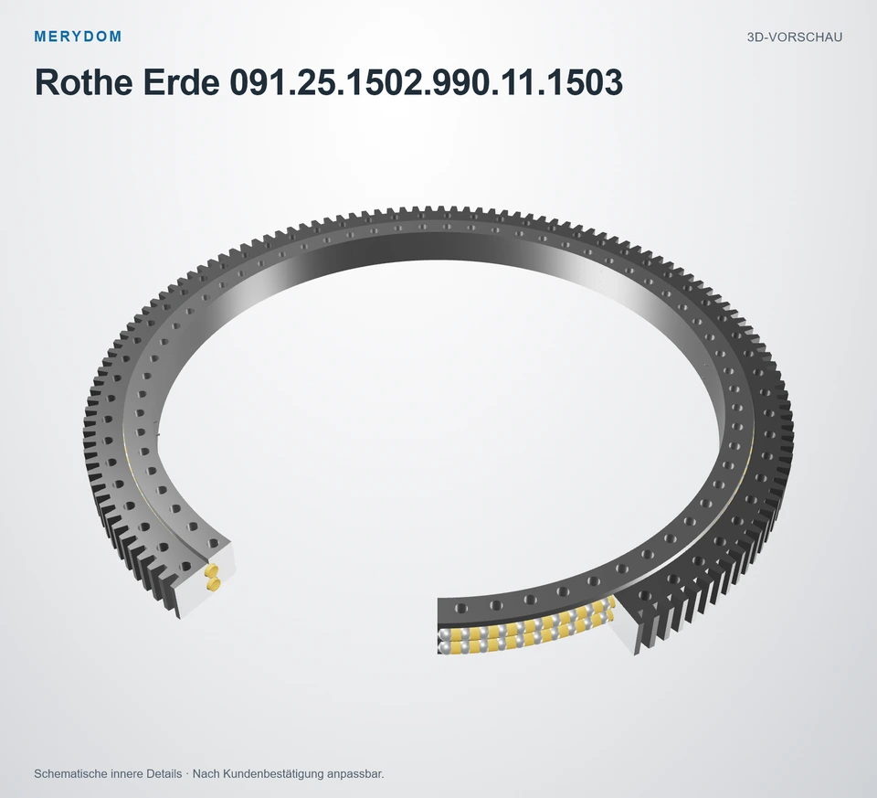 Vorschau des 3D-Modells des MERYDOM-Ersatzdrehkranzes für Rothe Erde 091.25.1502.990.11.1503.