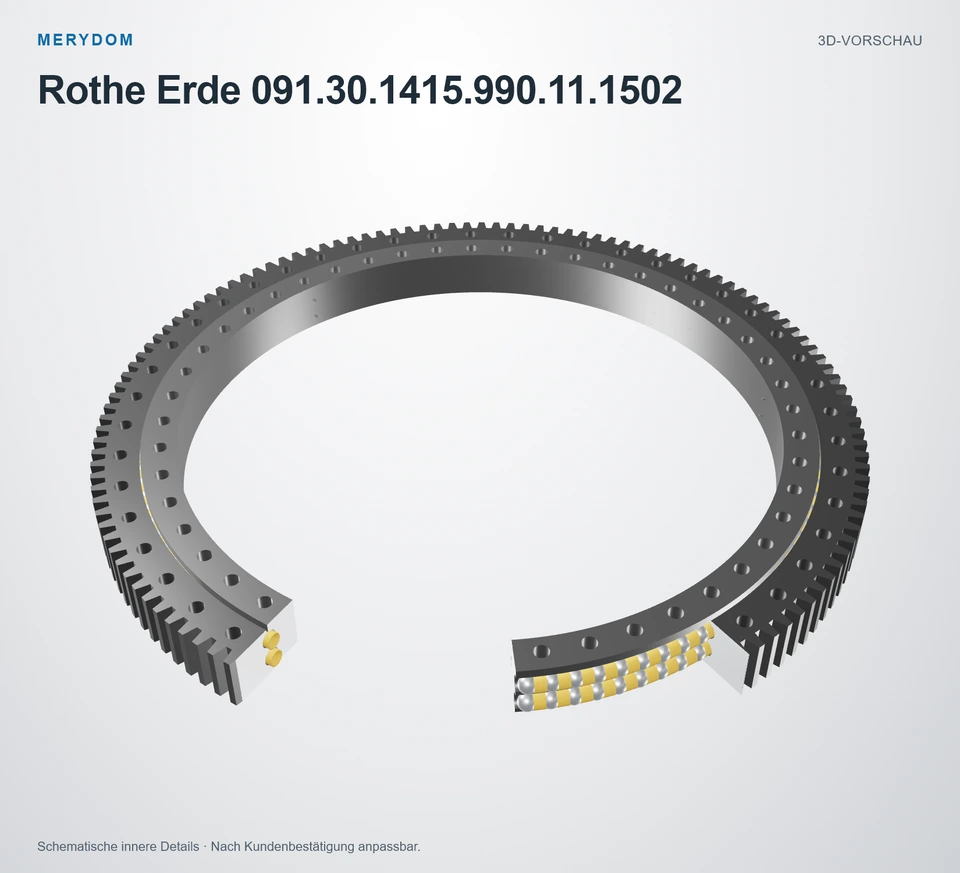 Vorschau des 3D-Modells des MERYDOM-Ersatzdrehkranzes für Rothe Erde 091.30.1415.990.11.1502.