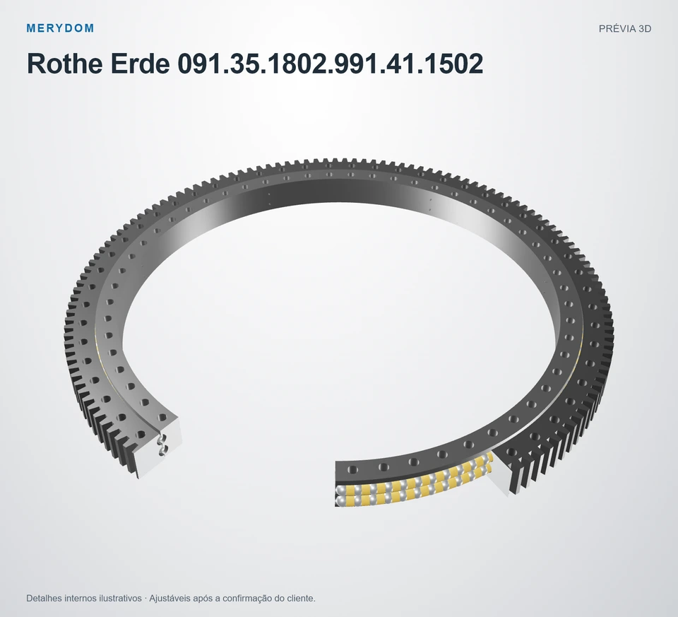 Prévia do modelo 3D do rolamento de giro de substituição MERYDOM para Rothe Erde 091.35.1802.991.41.1502.