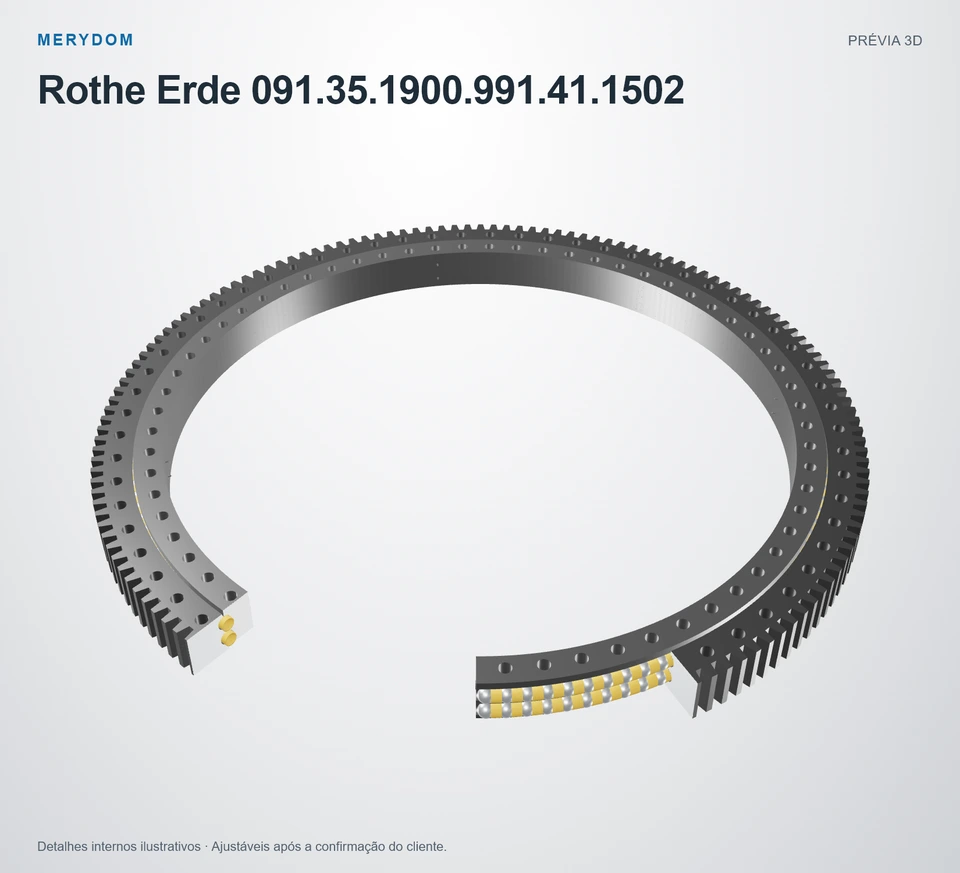 Prévia do modelo 3D do rolamento de giro de substituição MERYDOM para Rothe Erde 091.35.1900.991.41.1502.