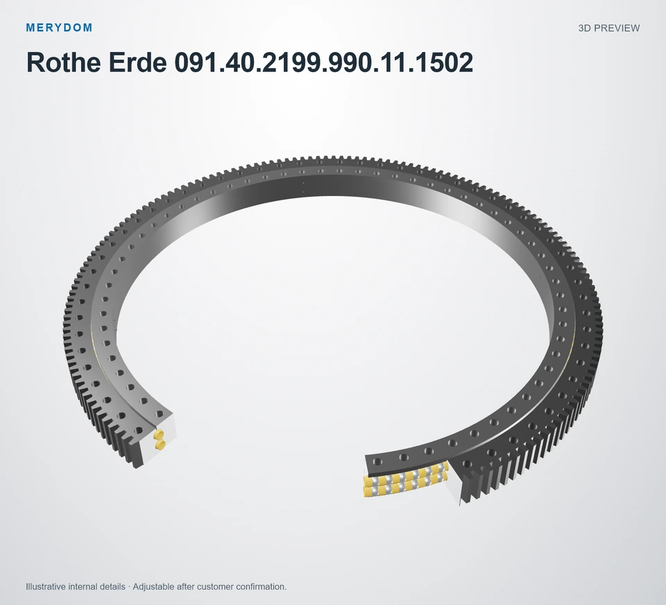 3D model preview of the MERYDOM replacement slewing bearing for Rothe Erde 091.40.2199.990.11.1502.