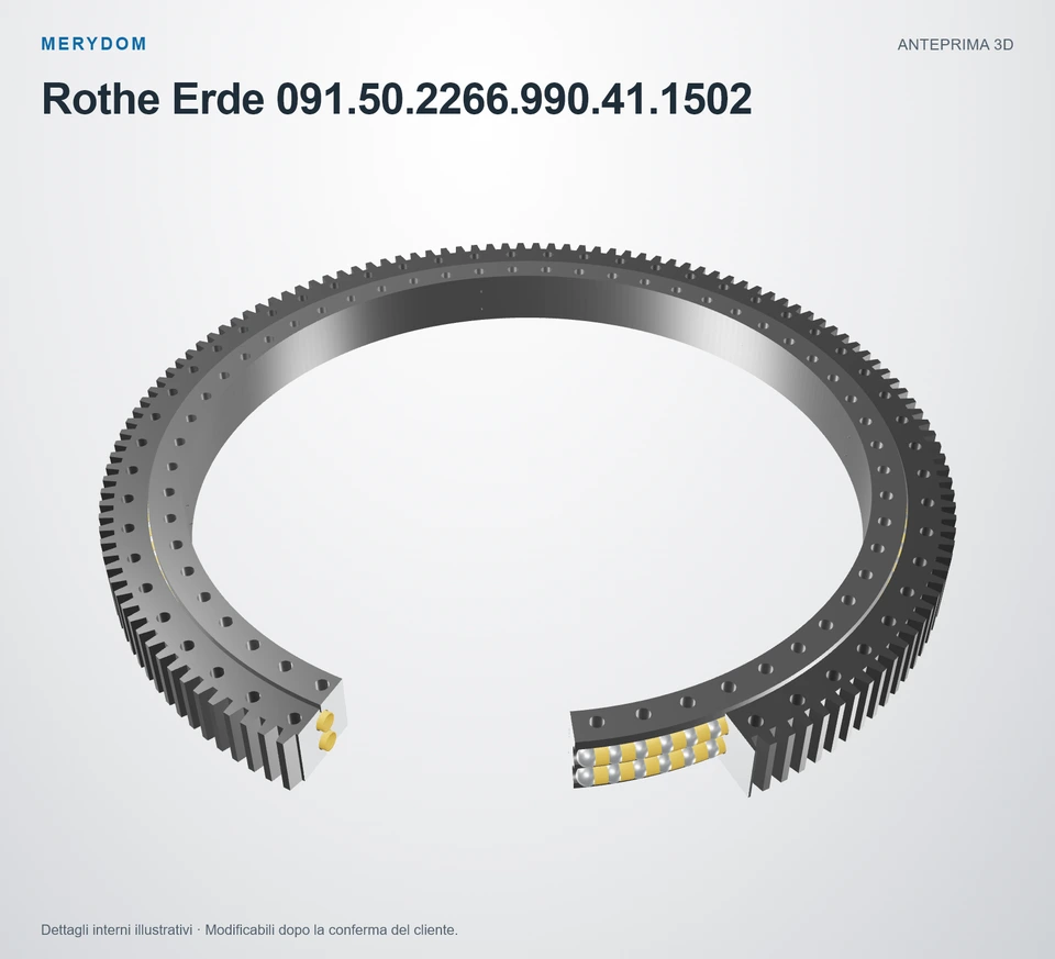 Anteprima del modello 3D del cuscinetto di rotazione sostitutivo MERYDOM per Rothe Erde 091.50.2266.990.41.1502.