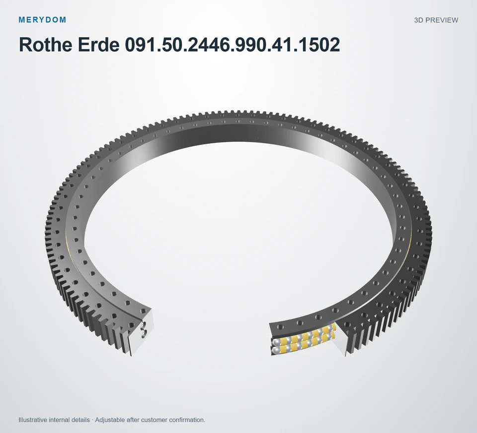 3D model preview of the MERYDOM replacement slewing bearing for Rothe Erde 091.50.2446.990.41.1502.