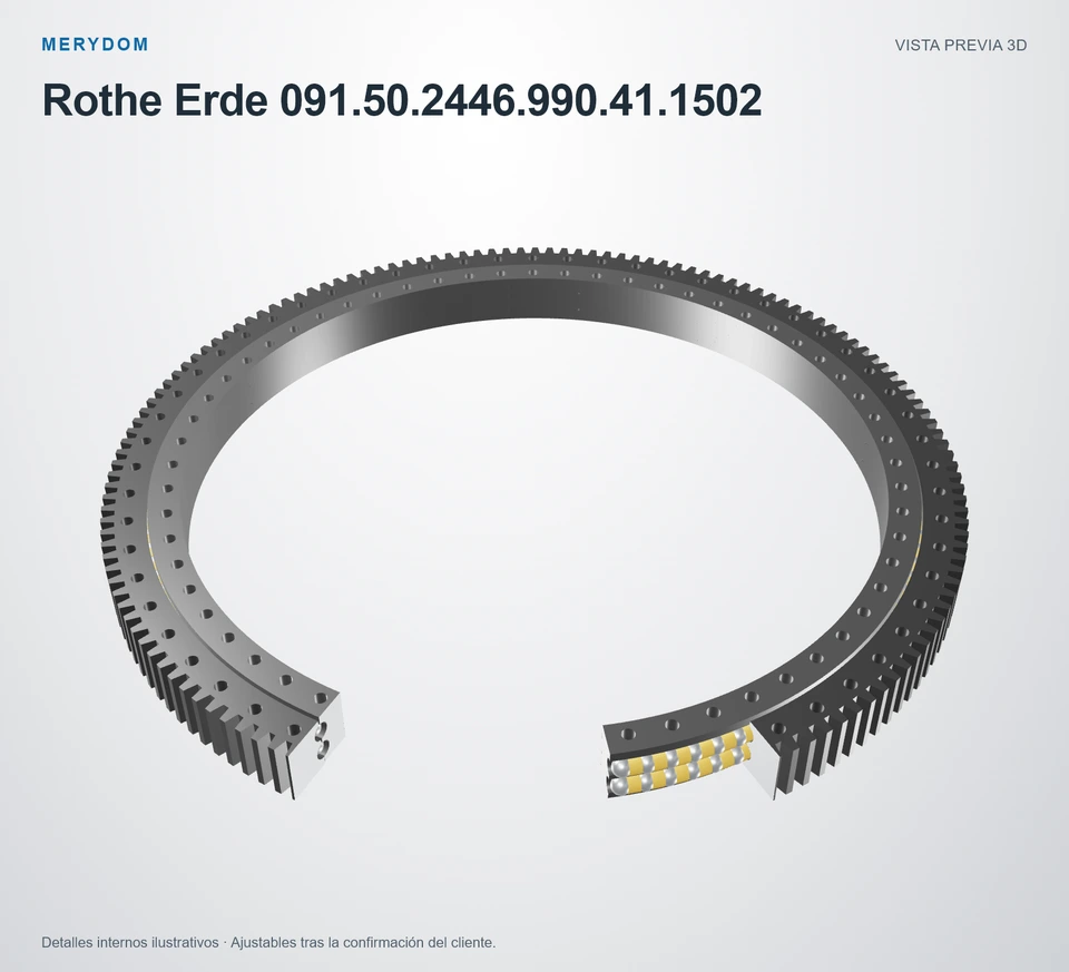 Vista previa del modelo 3D de la corona de giro de sustitución MERYDOM para Rothe Erde 091.50.2446.990.41.1502.