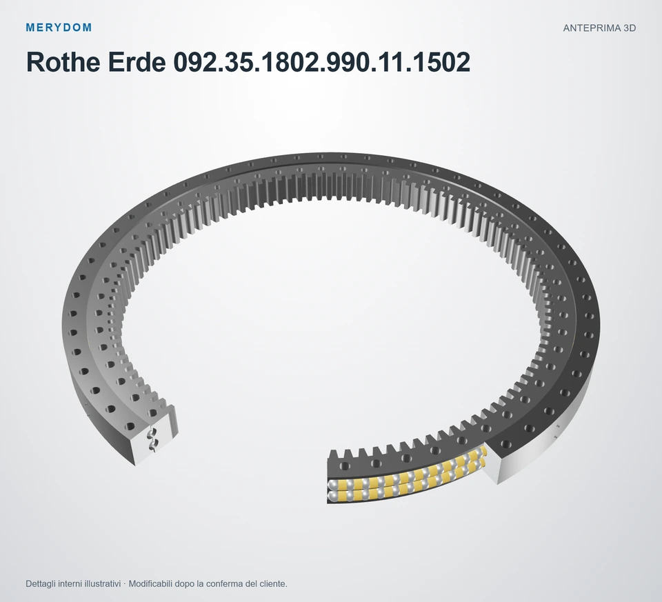 Anteprima del modello 3D del cuscinetto di rotazione sostitutivo MERYDOM per Rothe Erde 092.35.1802.990.11.1502.