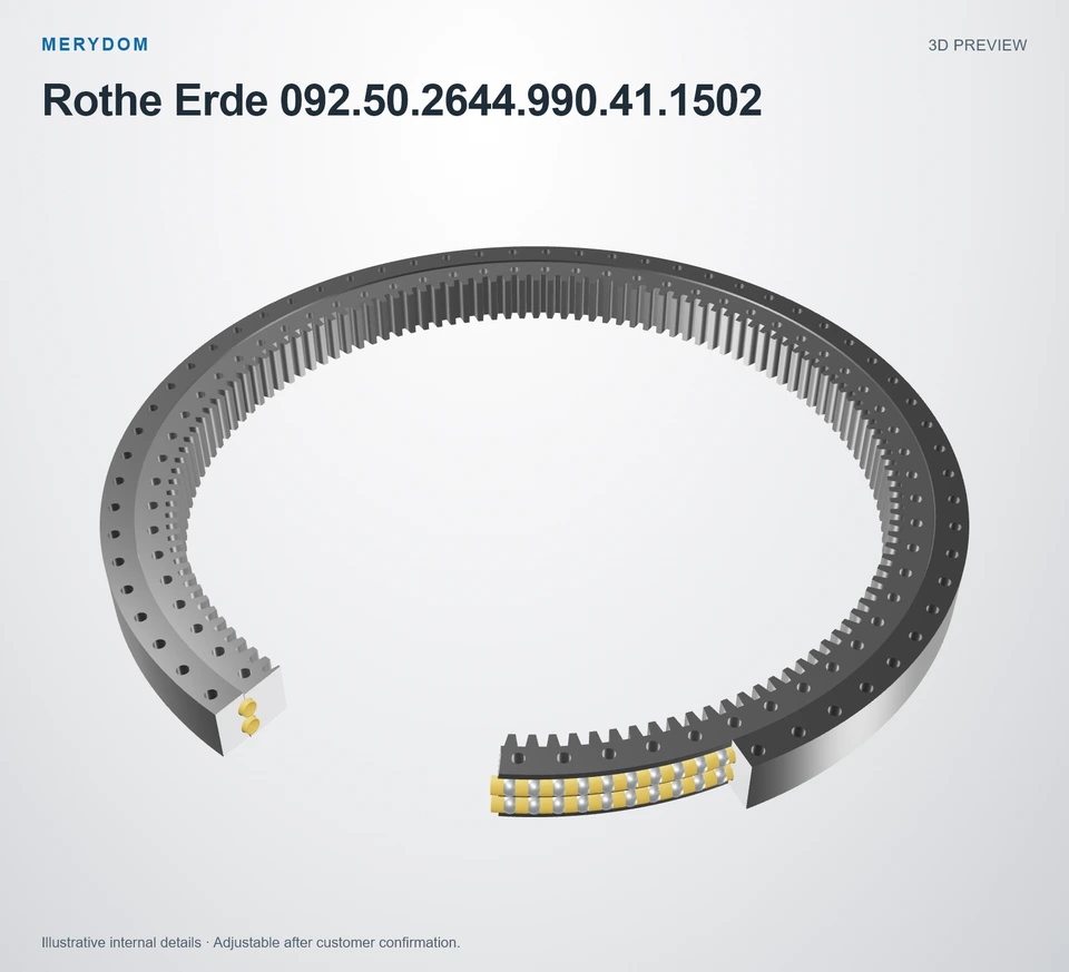 3D model preview of the MERYDOM replacement slewing bearing for Rothe Erde 092.50.2644.990.41.1502.