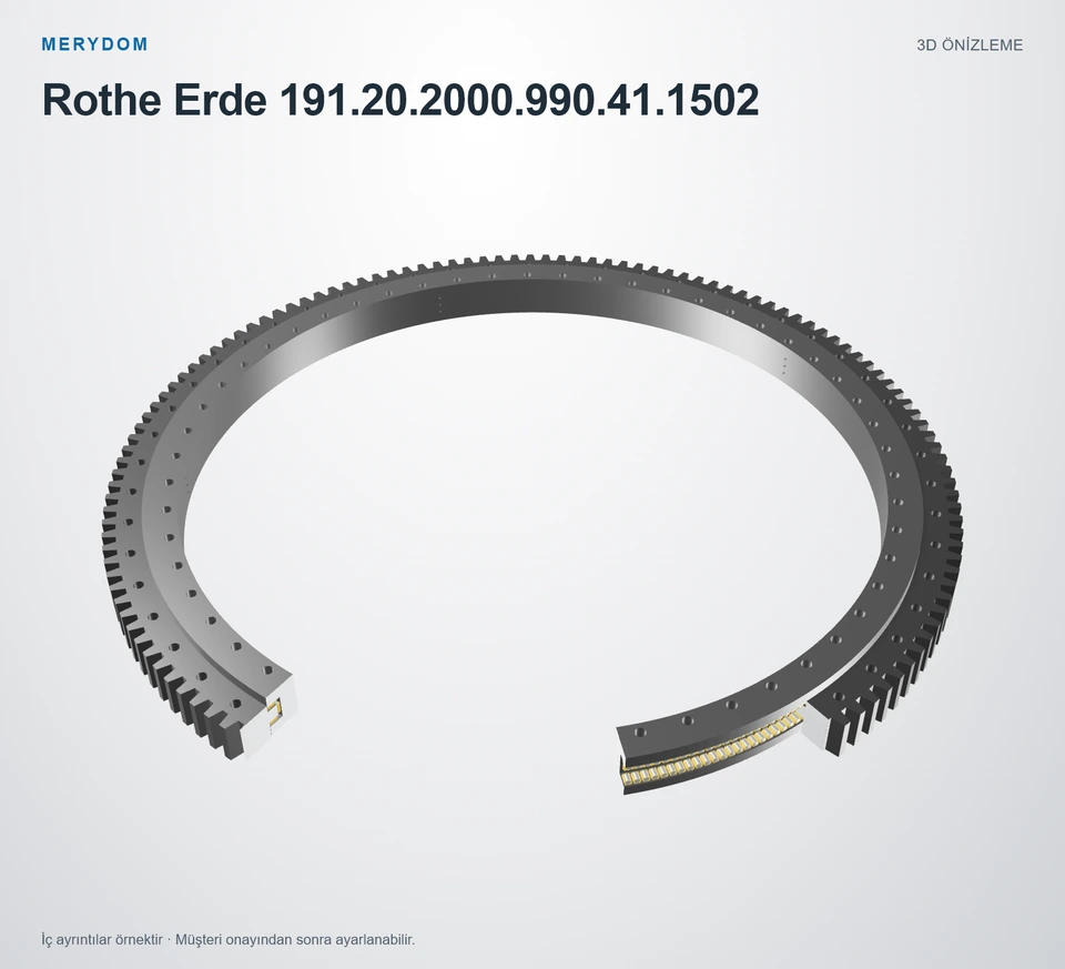Rothe Erde 191.20.2000.990.41.1502 için MERYDOM muadil döner tabla rulmanının 3D model önizlemesi.