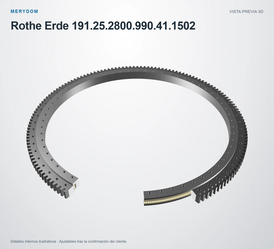 Vista previa del modelo 3D de la corona de giro de sustitución MERYDOM para Rothe Erde 191.25.2800.990.41.1502.