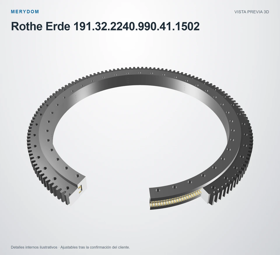 Vista previa del modelo 3D de la corona de giro de sustitución MERYDOM para Rothe Erde 191.32.2240.990.41.1502.