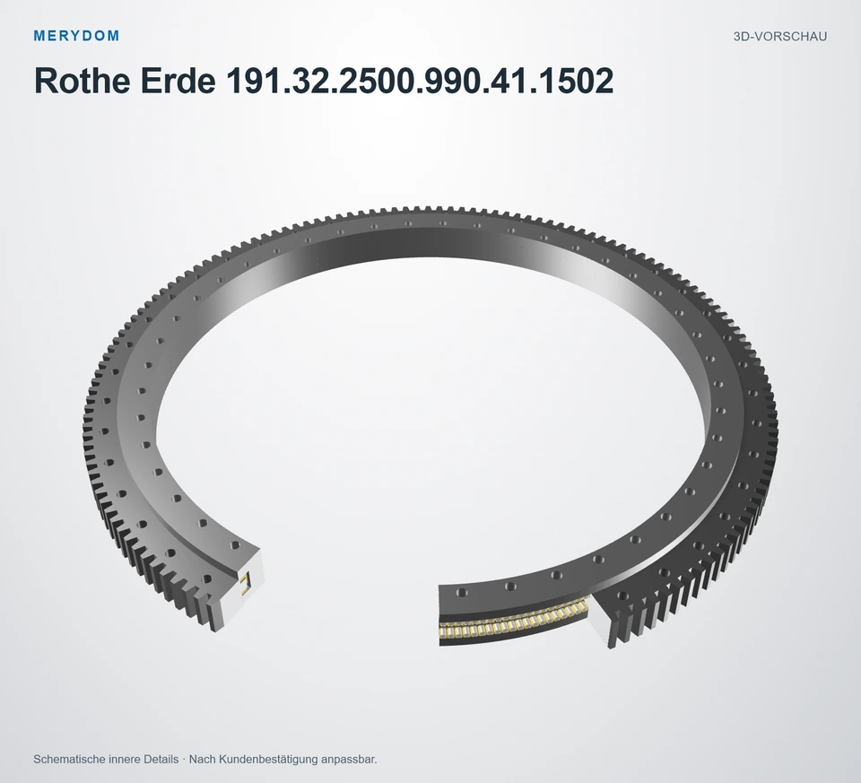 Vorschau des 3D-Modells des MERYDOM-Ersatzdrehkranzes für Rothe Erde 191.32.2500.990.41.1502.